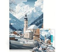 Puzzle de 1000 pièces pour Adultes Village d'hiver de St Anton en Autriche Jeu Impossible Passe-Temps idéal Pendant Les Vacances Cadeau d'anniversaire Cadeau de Voyage 38x26cm
