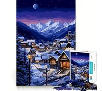 Puzzle de 1000 pièces pour Adultes Village d'hiver Suisse Art des Bords Fins Jeu cognitif et Relaxant Décoration Murale de Noël (38x52cm)
