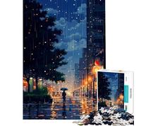 Puzzle de 1000 pièces pour Adultes Ville Calme et pluvieuse Jeu Pixel Art Jeu intellectuel éducatif Amusant et Humoristique Cadeau d'anniversaire (Dimensions 38x52cm)