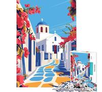 Puzzle de 1000 pièces pour Adultes Ville Grecque Art Grec Jeu Manuel et éducatif Cadeau d'anniversaire pour Toute la Famille (Dimensions 75x50cm)