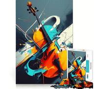 Puzzle de 1000 pièces pour Adultes Violoncelle Art Abstrait Découpe précise Jeu de résolution de problèmes Amusant pour Les Temps Libres Décoration de Noël (38x52cm)