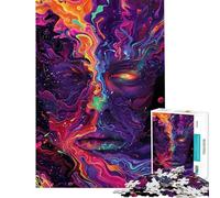 Puzzle de 1000 pièces pour Adultes Visage Abstrait dans Une nébuleuse Jeu de Puzzle Familial Défi Difficile et éducatif (Taille 38x52cm)
