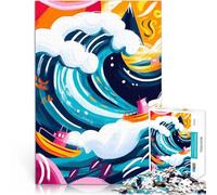 Puzzle de 1000 pièces pour Adultes Vision fauviste Vivante de la Grande Vague de Kanagawa Jeu de Casse-tête Décoration d'intérieur 26x38cm
