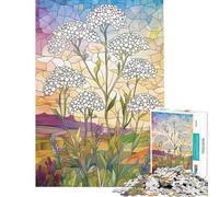 Puzzle de 1000 pièces pour Adultes Vitraux et Fleurs Sauvages Jeu Relaxant et éducatif Cadeau de Père Noël Secret Analyse et logique (50x75cm)