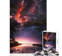 Puzzle de 1000 pièces pour Adultes Voie lactée au-Dessus d'un lac Décoration Murale Cadeau d'anniversaire Jeu de Manipulation Renforce l'amour Entre Couples Dimensions 50x75cm