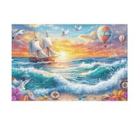 Puzzle De 1000 Pièces pour Adultes Voilier montgolfière 1000 PCS 75x50cm Cadeau De Graduation pour Étudiants Idéal pour Entraînement Cérébral Détente Après Les Études
