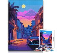 Puzzle de 1000 pièces pour Adultes - Voiture Vintage dans Les Rues de La Havane - Jeu éducatif et créatif - Améliore la mémoire - Cadeau - Dimensions:38x26cm