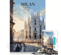 Puzzle de 1000 pièces pour Adultes Voyage à Milan Décoration soignée Jeu d'exercice Mental Temps de détente et de Divertissement pour Noël (38x26cm)