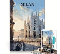 Puzzle de 1000 pièces pour Adultes Voyage à Milan Pièces aux Contours Nets Jeu de réflexion Moment de détente et de Divertissement Scène de Noël (50x75cm)