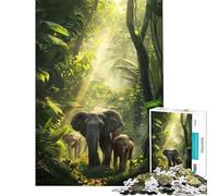 Puzzle de 1000 pièces pour Adultes Voyage dans la Jungle avec Un éléphant Un défi Stimulant à relever pour se détendre et s'amuser Jeu éducatif à partir de 14 Ans (50x75cm)