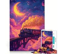 Puzzle de 1000 pièces pour Adultes Voyage en Train à Travers des cieux oniriques Jeu de logique et d'assemblage précis Idéal pour des Moments de détente et de Plaisir Cadeau d'anniversaire Amusant