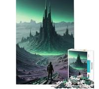 Puzzle de 1000 pièces pour Adultes Voyageur Solitaire Devant la Flèche d'émeraude - Jeu Familial dystopique Extraterrestre Jeu éducatif et Stimulant et Jouet Anti-Stress pour PC