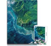 Puzzle de 1000 pièces pour Adultes - Vue aérienne d'une île luxuriante - Jeu Amusant et idéal pour Les soirées Jeux en Famille - Analyse et logique - Anti-Stress - Dimensions : 50x75cm