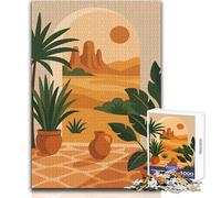 Puzzle de 1000 pièces pour Adultes - Vue du désert à Travers Une Arche avec Plantes - Jeu Impossible - Découpe de précision - Cadeau de Noël Secret - Dimensions : 38x52cm