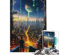 Puzzle de 1000 pièces pour Adultes Vue d'une Belle Ville par Un Homme Jeu Manuel d'assemblage de Motifs Interaction Parent-Enfant (Dimensions 38x52cm)