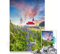 Puzzle de 1000 pièces pour Adultes Vue d'une église chrétienne Jeu de réflexion Anti-Stress Chaque pièce est Unique 38x52cm