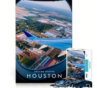 Puzzle de 1000 pièces pour Adultes,Vue imprenable sur Le Ciel de Houston,Jeu de logique et d'art aux Bords précis,idéal pour se détendre et s'amuser,Cadeau Festif (38x52cm)