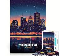 Puzzle de 1000 pièces pour Adultes Vue Nocturne de Montréal,Canada Jeu de logique et d'art aux Bords précis Idéal pour Un Moment de détente et de Divertissement Cadeau Festif (50x75cm)