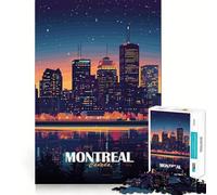 Puzzle de 1000 pièces pour Adultes Vue Nocturne de Montréal,Canada Jeu de logique et d'art aux Bords précis Idéal pour Un Moment de détente et de Divertissement Cadeau Festif (38x52cm)