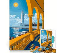 Puzzle de 1000 pièces pour Adultes Vue sur Le Phare d'Alexandrie Jeu d'assemblage précis Jeu de Concentration pour Passer Un Moment agréable et Amusant Décoration de Noël (50x75cm)