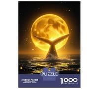 Puzzle De 1000 Pièces pour Adultes Water Splashing Around Celestial Whale Moonlit Ocean Night Puzzles pour Adultes, Jeu Manuel, Cadeau d'anniversaire, Activités Amusantes À La Maison, 70x50cm/1000pcs