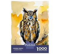 Puzzle De 1000 Pièces pour Adultes Watercolor Owl Portrait Adolescents Puzzles Anti-Stress Jeux Difficiles Défi Activités Amusantes À La Maison 52x38cm/1000pcs