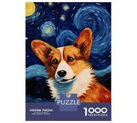 Puzzle De 1000 Pièces pour Adultes Welsh Corgi Starry Night Puzzles pour Adultes Vacances À La Maison Tue-t-il Le Temps Chaque Pièce Est Unique - Un pour Les Joueurs 52x38cm/1000pcs