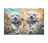 Puzzle De 1000 Pièces pour Adultes West Highland White Terrier Chiots 75x50cm Cadeau Fête des Pères pour Papa Anti-Stress Puzzle Stimulant Parfait pour Détente Quotidienne