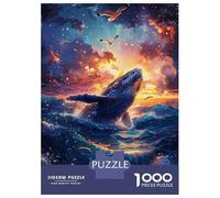 Puzzle De 1000 Pièces pour Adultes Whale Breaching at Sunset with Seagulls Puzzles pour Adultes - Jouets Anti-Stress - Découpe De Précision - Activités Ludiques À La Maison 38x26cm/1000pcs