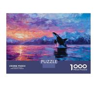 Puzzle De 1000 Pièces pour Adultes Whale Sunset Painting Puzzle, Jouet, Décoration Murale, Difficile Et Stimulant 52x38cm/1000pcs