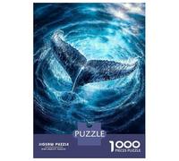Puzzle De 1000 Pièces pour Adultes Whale Tail Oceans Deep Blue Puzzle Adulte, Jeu De Réflexion, Défi Difficile À Terminer 52x38cm/1000pcs