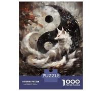 Puzzle De 1000 Pièces pour Adultes White Fox and Yin Yang Puzzle Adulte, Jouet, Décoration Murale, Une Œuvre d'art, Activités Amusantes À La Maison 70x50cm/1000pcs