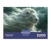 Puzzle De 1000 Pièces pour Adultes White Lion in Storm Puzzle pour Adultes Jeux Relaxants Cadeau d'anniversaire Cadeaux Uniques pour Anniversaire Et Noël 38x26cm/1000pcs