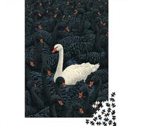 Puzzle De 1000 Pièces pour Adultes White Swan Among Black Birds -2 Puzzle, Jouet, Décoration Murale, Difficile Et Stimulant 52x38cm/1000pcs