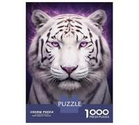Puzzle De 1000 Pièces pour Adultes White Tiger with Purple Aura Puzzle pour Adultes Jeux Relaxants Anti-Stress Cadeaux d'anniversaire Et Cadeaux Uniques 70x50cm/1000pcs