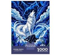Puzzle De 1000 Pièces Pour Adultes White Wolf Howling Under Lightning Storm Puzzle Pour Adolescents - Niveau Difficile - Chaque Pièce Est Unique - Jeu Amusant Et Stimulant Pour Toute La Famille 52x38c