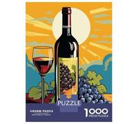 Puzzle De 1000 Pièces pour Adultes Wine Bottle and Grapes Puzzle pour Adultes, Jouet, Décoration Murale, Décoration Parfaite, Cadeaux Uniques pour Anniversaire Et Noël 38x26cm/1000pcs