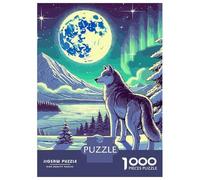 Puzzle De 1000 Pièces pour Adultes Winter Wolf Under Full Moon Puzzles pour Adultes, Jeu Manuel, Cadeau d'anniversaire, Activités Amusantes À La Maison, 38x26cm/1000pcs