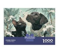 Puzzle De 1000 Pièces pour Adultes Winter Wonderland Pets Puzzle pour Adultes Jeu De Réflexion Jeu De Détente pour Passer Le Temps Interaction Parent-Enfant 70x50cm/1000pcs