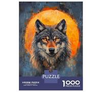 Puzzle De 1000 Pièces pour Adultes, Wolf and Full Moon, Loisir Créatif, Idée Cadeau Noël, Pièces Haute Qualité, 38x26cm/1000pcs