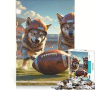 Puzzle de 1000 pièces pour Adultes Wolf Cubs Football Old School Jeu éducatif décompressant et intellectuel pour Les Joueurs 50x75cm