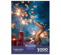 Puzzle De 1000 Pièces pour Adultes Year of The Snake - Lunar Fireworks Celebration Puzzle pour Adultes Jeu Manuel pour Améliorer La Mémoire Cadeaux d'anniversaire Et Cadeaux Uniques 52x38cm/1000pcs