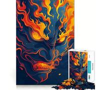Puzzle de 1000 pièces pour Adultes Yokai Oni enflammés Jeu de logique à pièces ajustées Idée Cadeau Amusante pour Un Anniversaire (38x26cm)