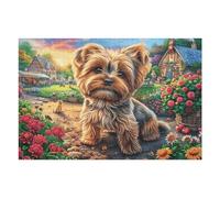 Puzzle De 1000 Pièces pour Adultes Yorkshire Terrier Automne Ferme 75x50cm Idée Cadeau D'emménagement Décoration Murale Élégante pour Maison Nouvelle Cadeau