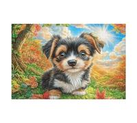 Puzzle De 1000 Pièces pour Adultes Yorkshire Terrier Automne Ferme 75x50cm Niveau Expert Puzzle Stimulant Idéal pour Collectionneurs Entraînement Pensée Logique