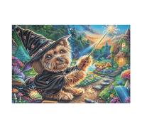 Puzzle De 1000 Pièces pour Adultes Yorkshire Terrier Chapeau de Sorcière Halloween 75x50cm Adapté Aux Débutants Assemblage Fluide Parfait pour Détente Quotidienne Exercice Cérébral
