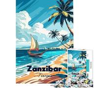 Puzzle de 1000 pièces pour Adultes Zanzibar Tanzanie ︰ Scène de Plage Tropicale Un défi à relever Décoration Murale Jeu Amusant Convient aux 14 Ans et Plus (38x52cm)
