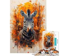 Puzzle de 1000 pièces pour Adultes Zèbre en Automne Jeu de réflexion Décoration Murale pour Les Amis et la Famille (Dimensions 38x52cm)