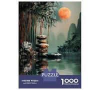 Puzzle De 1000 Pièces pour Adultes Zen Garden Moon Adolescents Puzzles Anti-Stress Jeux Difficiles Défi Activités Amusantes À La Maison 70x50cm/1000pcs