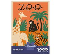 Puzzle De 1000 Pièces pour Adultes Zoo Animals Illustration Puzzles pour Adultes - Décoration Murale - Stimule La Mémoire - Cadeaux Uniques pour Anniversaires Et Noël 38x26cm/1000pcs